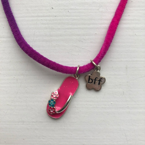 Rainbow cord & flip flop sandal charm necklace - Picture 2 of 5